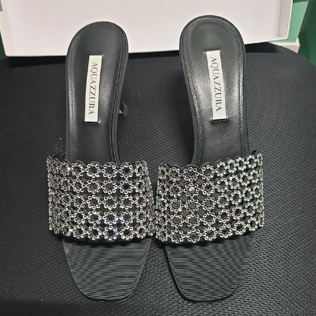 Aquazzura Black Sequin Sandals